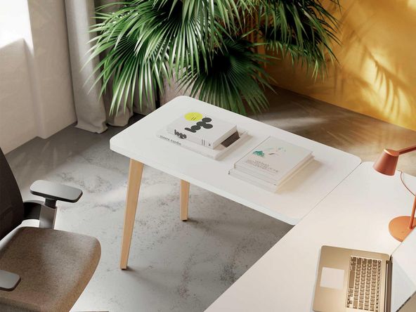 Bureau Avec Retour Blanc En Melamine Timber