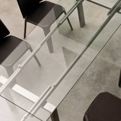Table de réunion modulable avec plateau en verre MAGIC
