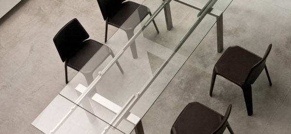 Table de réunion modulable avec plateau en verre MAGIC