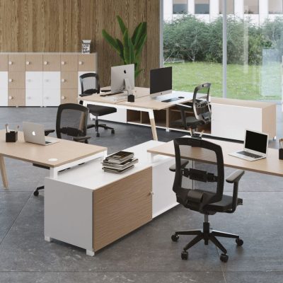 Bureau bench avec plateau bois massif Dialogue