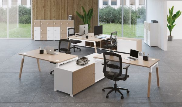 Bureau bench avec plateau bois massif Dialogue