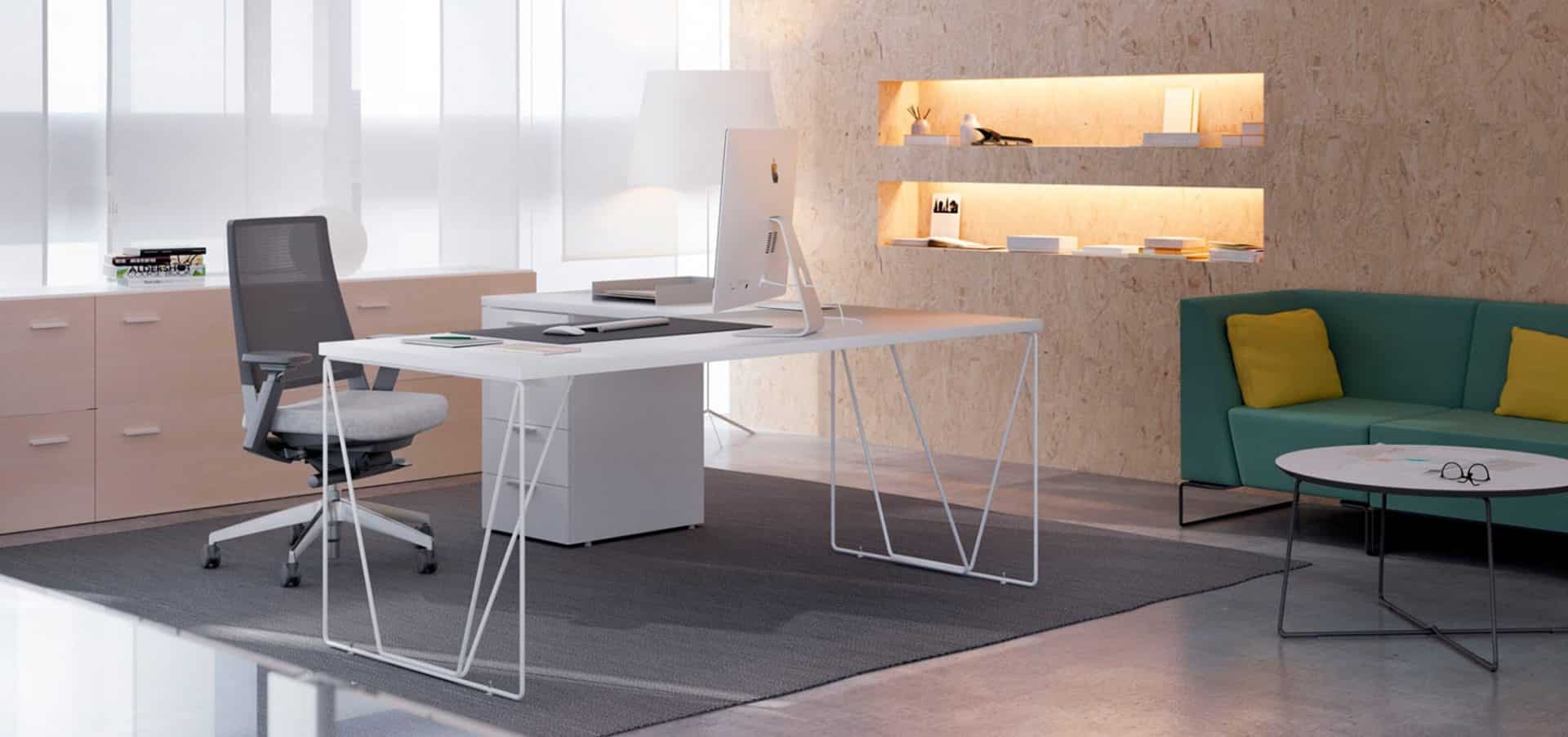 Bureau d'angle blanc 180x80 cm Let's Work - Bureau avec caison ou non