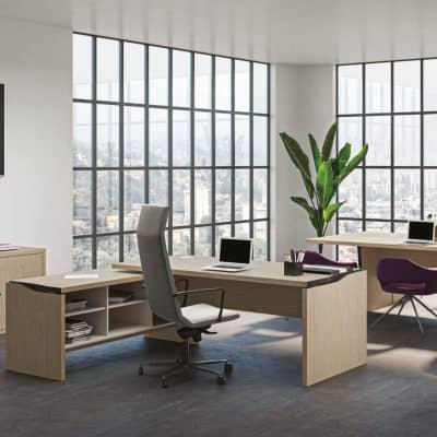 Bureau d’angle mélaminé de direction Elégance