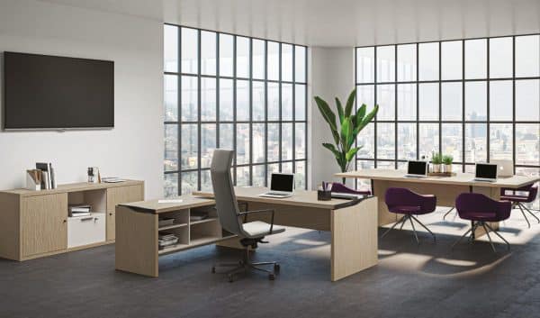 Bureau d’angle mélaminé de direction Elégance