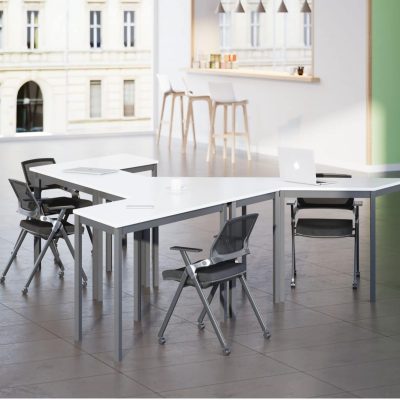 Table de réunion modulable à structure métallique Rencontre