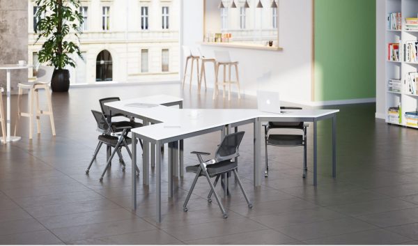 Table de réunion modulable à structure métallique Rencontre