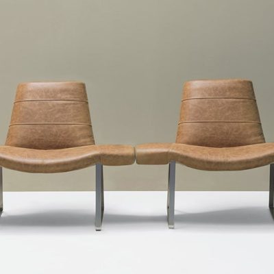 Fauteuil en cuir pour hall d’accueil Mies
