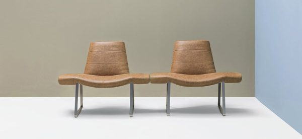 Fauteuil en cuir pour hall d’accueil Mies