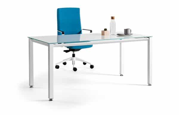Bureau avec plateau en verre trempé Vital