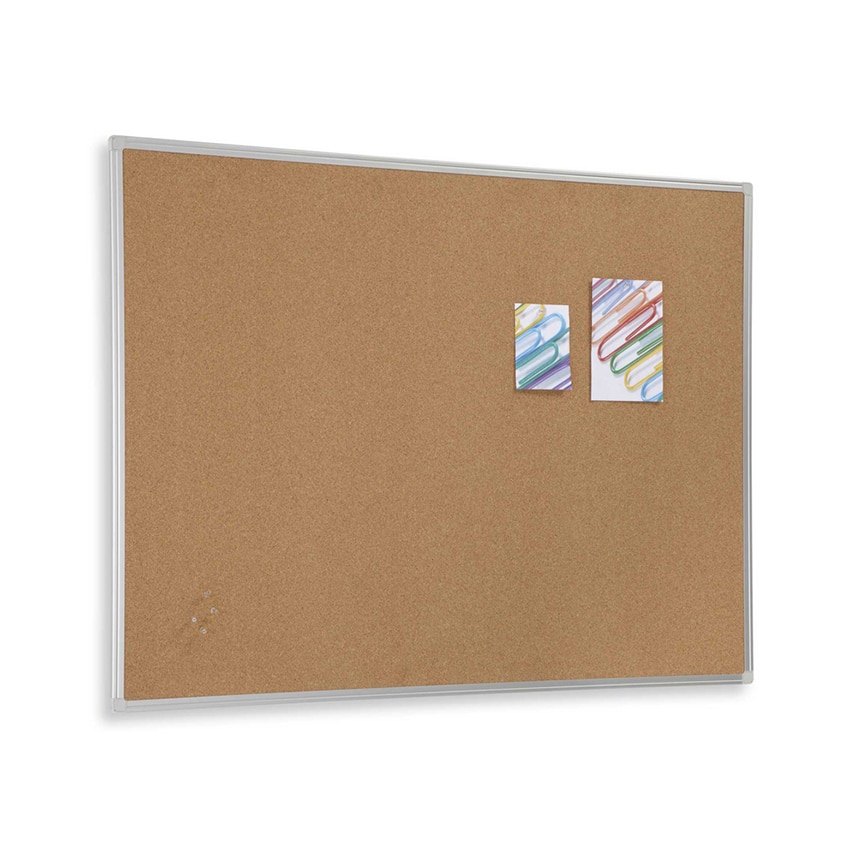 Tableau d'affichage en liège avec encadrement en aluminium anodisé couleur argent